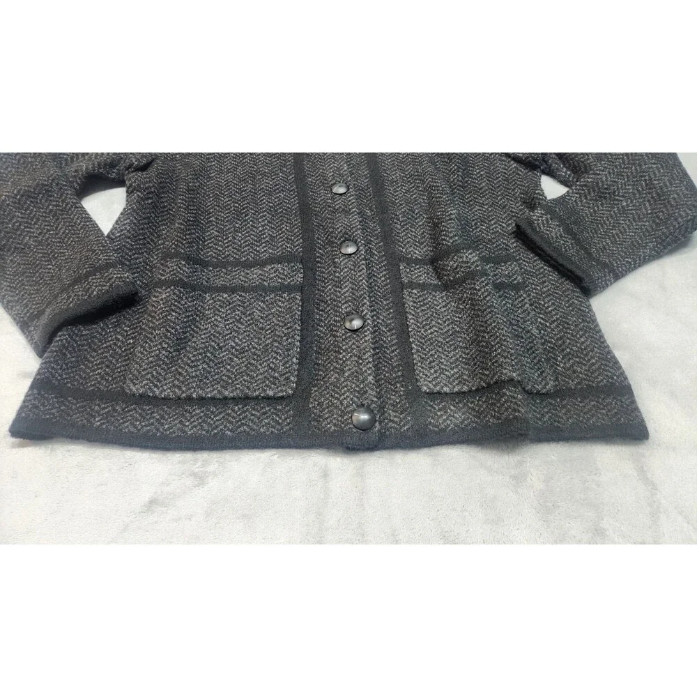 J.Jill Women's Size Medium Black Chevron Sweater Jacket NWT‎ Wool